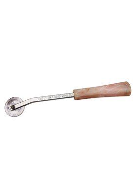 Vintage Dritz Smooth Edge Tracing Wheel w/ Pink Marbled Bakelite Handle